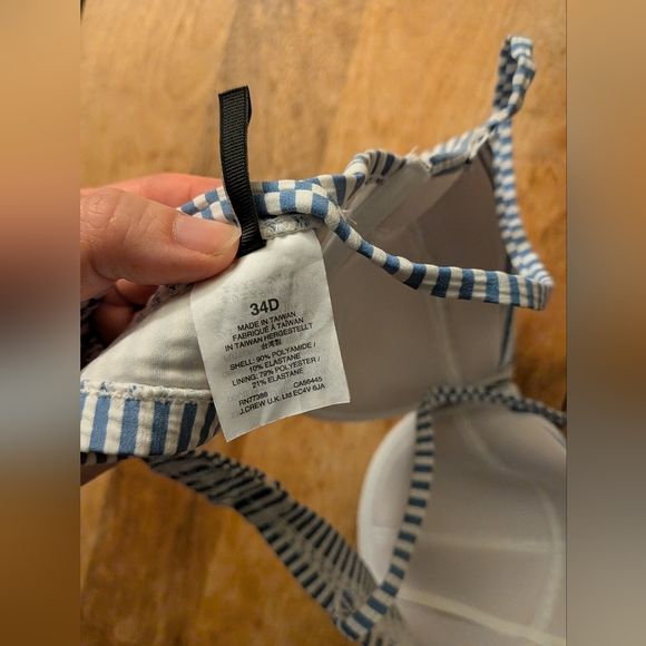 J Crew Striped Seersucker Bikini Top 34D - Picture 6 of 8